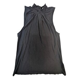 Nation LTD Smocked Neck Button Up Top – Women's S Black Pima Cotton